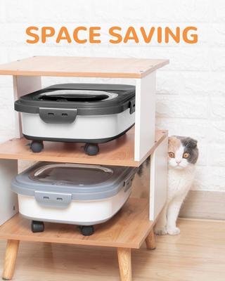 Show full view: DDMOMMY Dog & Cat Food Container with Casters, Scoop & Travel Bowl, Black, 23-lb capacity slide 5 of 8