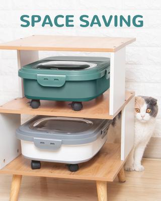 Show full view: DDMOMMY Dog& Cat Food Container with Casters, Scoop & Travel Bowl, Green, 23-lb capacity slide 6 of 7