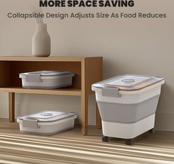 DDMOMMY Collapsible Dog & Cat Food Container with Transparent Lid, Scoop & Bowl, Grey, 23-lb capacity slide 2 of 7