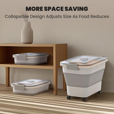 Show full view: DDMOMMY Collapsible Dog & Cat Food Container with Transparent Lid, Scoop & Bowl, Grey, 23-lb capacity slide 7 of 8