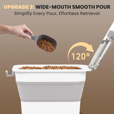 Show full view: DDMOMMY Collapsible Dog & Cat Food Container with Transparent Lid, Scoop & Bowl, Grey, 23-lb capacity slide 6 of 8