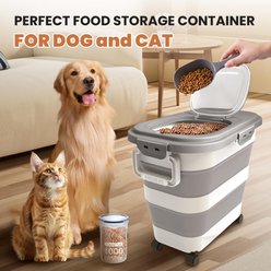 DDMOMMY Airtight Dog & Cat Food Storage Container with Lid, Wheels & Scoop, Grey, 25-lb capacity slide 2 of 7