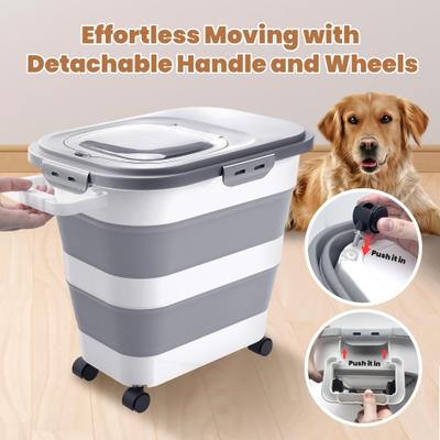 Show full view: DDMOMMY Airtight Dog & Cat Food Storage Container with Lid, Wheels & Scoop, Grey, 25-lb capacity slide 6 of 8