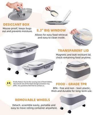 Show full view: DDMOMMY Airtight Dog & Cat Food Storage Container with Lid, Wheels & Scoop, Grey, 23-lb capacity slide 7 of 10