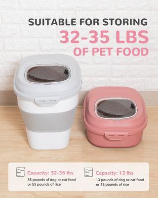 Show full view: DDMOMMY Collapsible Dog & Cat Food Container with Wheels, Airtight Lids, Scoop & 2 Storage Containers, Pink, 35-lbs slide 5 of 10