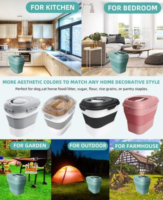 Show full view: DDMOMMY Collapsible Dog & Cat Food Storage Container with Wheels, Airtight Lids, Scoop & 2 Storage Containers, Green, 35-lbs slide 8 of 10