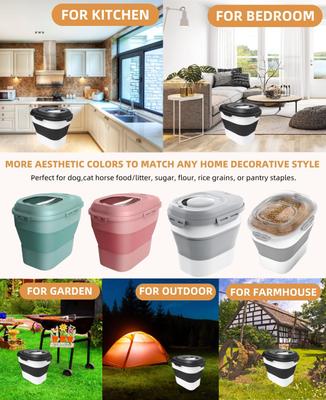 Show full view: DDMOMMY Collapsible Dog & Cat Food Storage Container with Wheels, Airtight Lids, Scoop & 2 Storage Containers, Black, 35-lbs slide 9 of 11