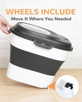 Show full view: DDMOMMY Collapsible Dog & Cat Food Storage Container with Wheels, Airtight Lids, Scoop & 2 Storage Containers, Black, 35-lbs slide 5 of 11