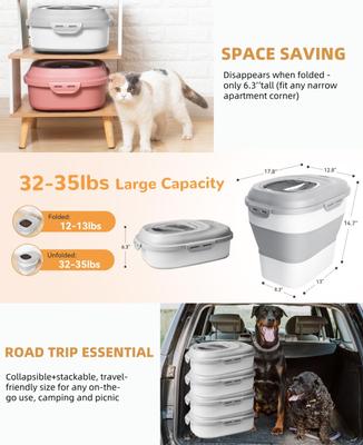 Show full view: DDMOMMY Airtight Dog & Cat Food Storage Container with Lid, Wheels & Scoop, 2-pack, Grey, 35-lbs slide 9 of 10