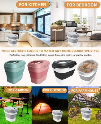 Show full view: DDMOMMY Airtight Dog & Cat Food Storage Container with Lid, Wheels & Scoop, 2-pack, Grey, 35-lbs slide 8 of 10