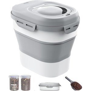DDMOMMY Airtight Dog & Cat Food Storage Container with Lid, Wheels & Scoop, 2-pack, Grey, 35-lbs