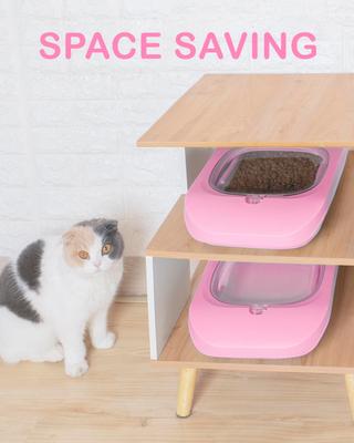 Show full view: DDMOMMY Collapsible Dog & Cat Food Storage Container with Airtight Lid, Scoop & Silicone Bowl, Pink/White, 13-lb capacity slide 4 of 9