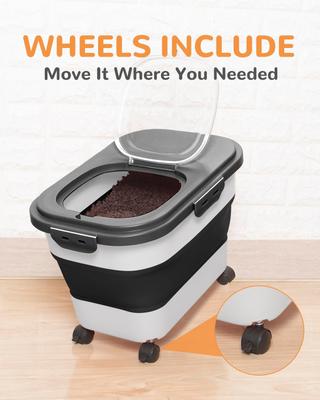 Show full view: DDMOMMY Dog & Cat Food Container with Casters, Scoop & Travel Bowl, Black, 23-lb capacity slide 6 of 8