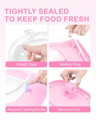 Show full view: DDMOMMY Collapsible Dog & Cat Food Storage Container with Airtight Lid, Scoop & Silicone Bowl, Pink/White, 13-lb capacity slide 3 of 9