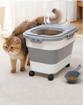 Show full view: DDMOMMY Dog & Cat Food Container with Casters, Scoop & Travel Bowl, Black, 23-lb capacity slide 7 of 8