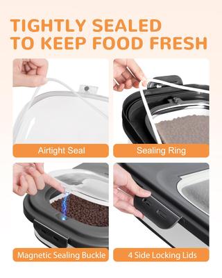 Show full view: DDMOMMY Dog & Cat Food Container with Casters, Scoop & Travel Bowl, Black, 23-lb capacity slide 4 of 8