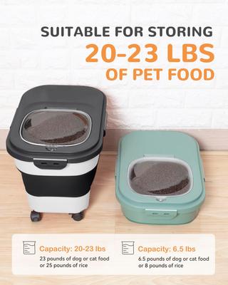 Show full view: DDMOMMY Dog & Cat Food Container with Casters, Scoop & Travel Bowl, Black, 23-lb capacity slide 3 of 8