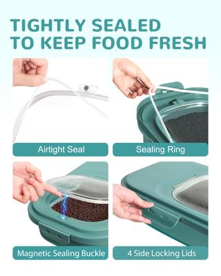 Show full view: DDMOMMY Dog& Cat Food Container with Casters, Scoop & Travel Bowl, Green, 23-lb capacity slide 4 of 7