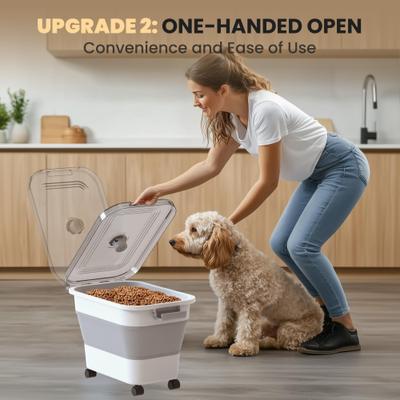 Show full view: DDMOMMY Collapsible Dog & Cat Food Container with Transparent Lid, Scoop & Bowl, Grey, 23-lb capacity slide 5 of 8