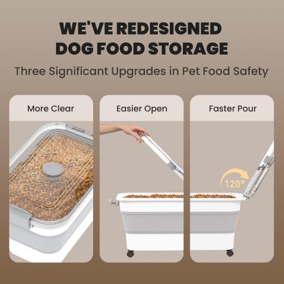 Show full view: DDMOMMY Collapsible Dog & Cat Food Container with Transparent Lid, Scoop & Bowl, Grey, 23-lb capacity slide 3 of 8