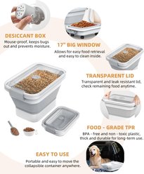 DDMOMMY Collapsible Dog & Cat Food Storage Container with Airtight Lid, Scoop & Measuring Cup, Grey, 13-lb capacity slide 2 of 9