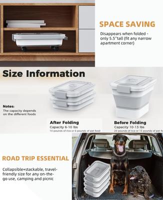 Show full view: DDMOMMY Collapsible Dog & Cat Food Storage Container with Airtight Lid, Scoop & Measuring Cup, Grey, 13-lb capacity slide 10 of 11