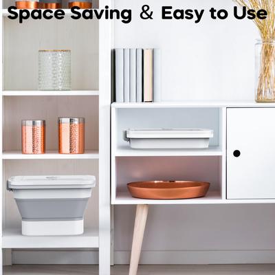 Show full view: DDMOMMY Collapsible Dog & Cat Food Storage Container with Airtight Lid, Scoop & Measuring Cup, Grey, 13-lb capacity slide 7 of 11