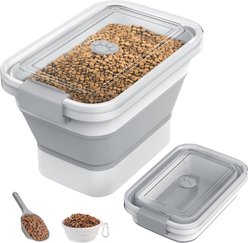 DDMOMMY Collapsible Dog & Cat Food Storage Container with Airtight Lid, Scoop & Measuring Cup, Grey, 13-lb capacity