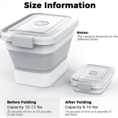 Show full view: DDMOMMY Collapsible Dog & Cat Food Storage Container with Airtight Lid, Scoop & Measuring Cup, Grey, 13-lb capacity slide 3 of 11