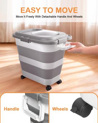 Show full view: DDMOMMY Collapsible Dog & Cat Food Container with Casters, Scoop & Travel Bowl, Grey, 23-lb capacity slide 6 of 10