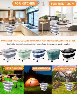 Show full view: DDMOMMY Collapsible Dog & Cat Food Container with Casters, Scoop & Travel Bowl, Grey, 23-lb capacity slide 9 of 10