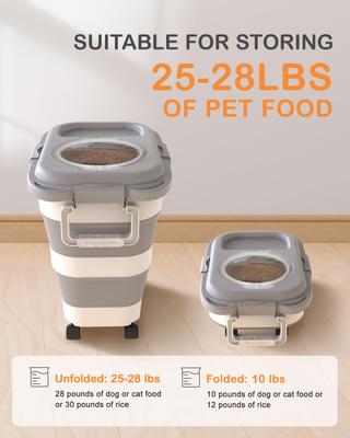 Show full view: DDMOMMY Collapsible Dog & Cat Food Container with Casters, Scoop & Travel Bowl, Grey, 23-lb capacity slide 3 of 10