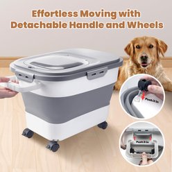 DDMOMMY Airtight Dog & Cat Food Storage Container with Lid, Wheels & Scoop, Grey, 23-lb capacity slide 2 of 7