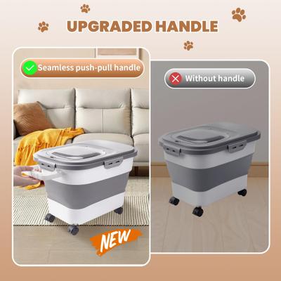 Show full view: DDMOMMY Airtight Dog & Cat Food Storage Container with Lid, Wheels & Scoop, Grey, 23-lb capacity slide 4 of 7