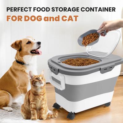 Show full view: DDMOMMY Airtight Dog & Cat Food Storage Container with Lid, Wheels & Scoop, Grey, 23-lb capacity slide 7 of 7