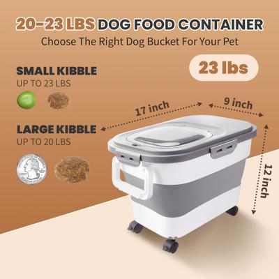 Show full view: DDMOMMY Airtight Dog & Cat Food Storage Container with Lid, Wheels & Scoop, Grey, 23-lb capacity slide 2 of 7