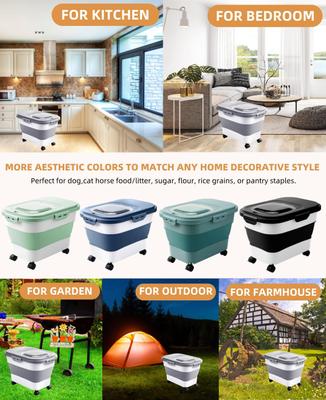 Show full view: DDMOMMY Airtight Dog & Cat Food Storage Container with Lid, Wheels & Scoop, Grey, 23-lb capacity slide 8 of 10