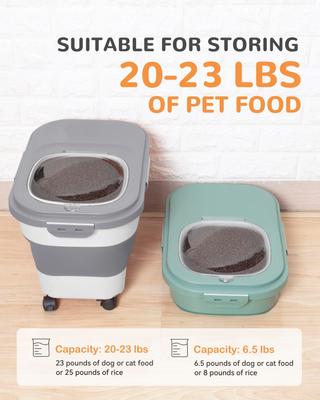 Show full view: DDMOMMY Airtight Dog & Cat Food Storage Container with Lid, Wheels & Scoop, Grey, 23-lb capacity slide 4 of 10