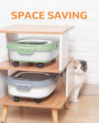 Show full view: DDMOMMY Airtight Dog & Cat Food Storage Container with Lid, Wheels & Scoop, Grey, 23-lb capacity slide 5 of 10