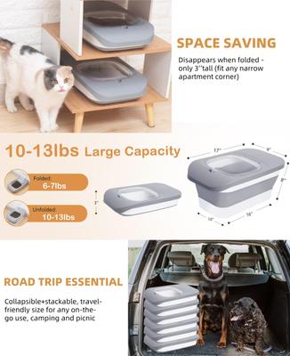 Show full view: DDMOMMY Collapsible Dog & Cat Food Storage Container with Transparent Lid, Scoop & Bowl, Grey, 13-lb capacity slide 10 of 11