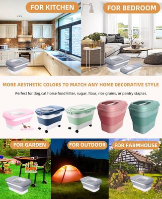 Show full view: DDMOMMY Collapsible Dog & Cat Food Storage Container with Transparent Lid, Scoop & Bowl, Grey, 13-lb capacity slide 9 of 11