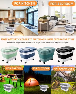 Show full view: DDMOMMY Collapsible Dog & Cat Food Storage Container with Airtight Lid, Wheels & Scoop, Grey, 23-lb capacity slide 9 of 11