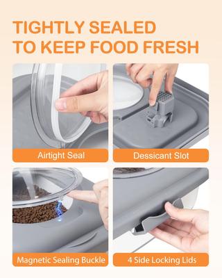 Show full view: DDMOMMY Collapsible Dog & Cat Food Storage Container with Airtight Lid, Wheels & Scoop, Grey, 23-lb capacity slide 4 of 11