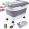 Show in main carousel: DDMOMMY Collapsible Dog & Cat Food Storage Container with Airtight Lid, Wheels & Scoop, Grey, 23-lb capacity slide 1 of 11