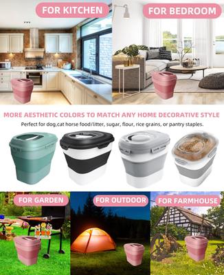 Show full view: DDMOMMY Collapsible Dog & Cat Food Container with Wheels, Airtight Lids, Scoop & 2 Storage Containers, Pink, 35-lbs slide 9 of 10
