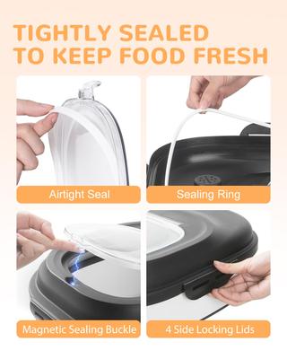 Show full view: DDMOMMY Collapsible Dog & Cat Food Storage Container with Wheels, Airtight Lids, Scoop & 2 Storage Containers, Black, 35-lbs slide 4 of 11