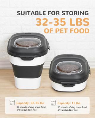 Show full view: DDMOMMY Collapsible Dog & Cat Food Storage Container with Wheels, Airtight Lids, Scoop & 2 Storage Containers, Black, 35-lbs slide 3 of 11