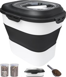 DDMOMMY Collapsible Dog & Cat Food Storage Container with Wheels, Airtight Lids, Scoop & 2 Storage Containers, Black, 35-lbs slide 1 of 9
