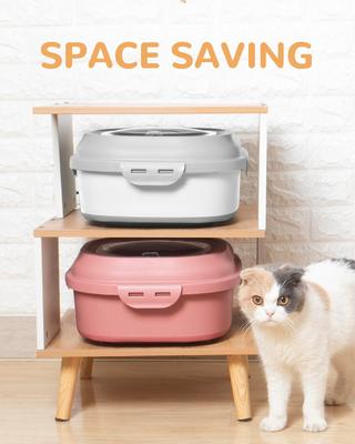 Show full view: DDMOMMY Airtight Dog & Cat Food Storage Container with Lid, Wheels & Scoop, 2-pack, Grey, 35-lbs slide 5 of 10