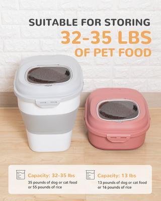Show full view: DDMOMMY Airtight Dog & Cat Food Storage Container with Lid, Wheels & Scoop, 2-pack, Grey, 35-lbs slide 4 of 10